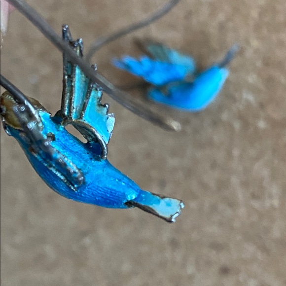 Blue Bird Metal Sculpture Earrings - Picture 8 of 8
